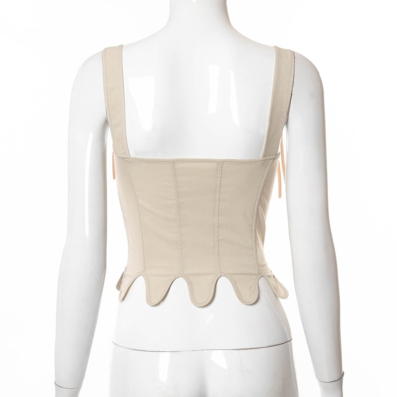 Robin Hood Ribbon Lace Up Cut Out Corset Top