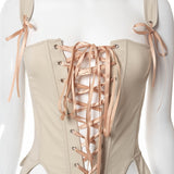 Robin Hood Ribbon Lace Up Cut Out Corset Top
