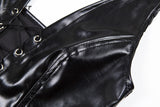 Faux Leather Lace Up Halter Top