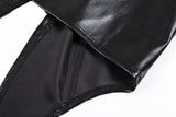 Faux Leather Lace Up Halter Top