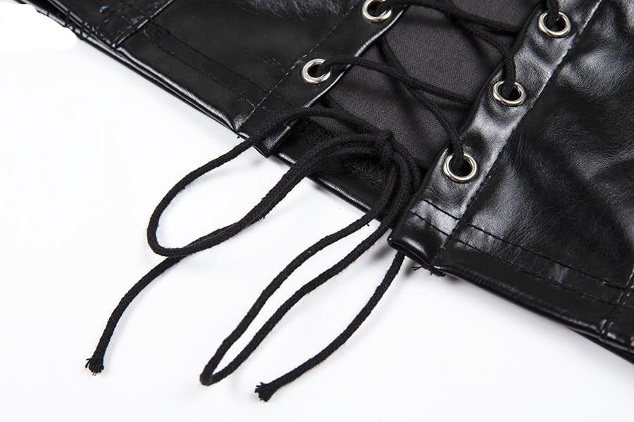 Faux Leather Lace Up Halter Top