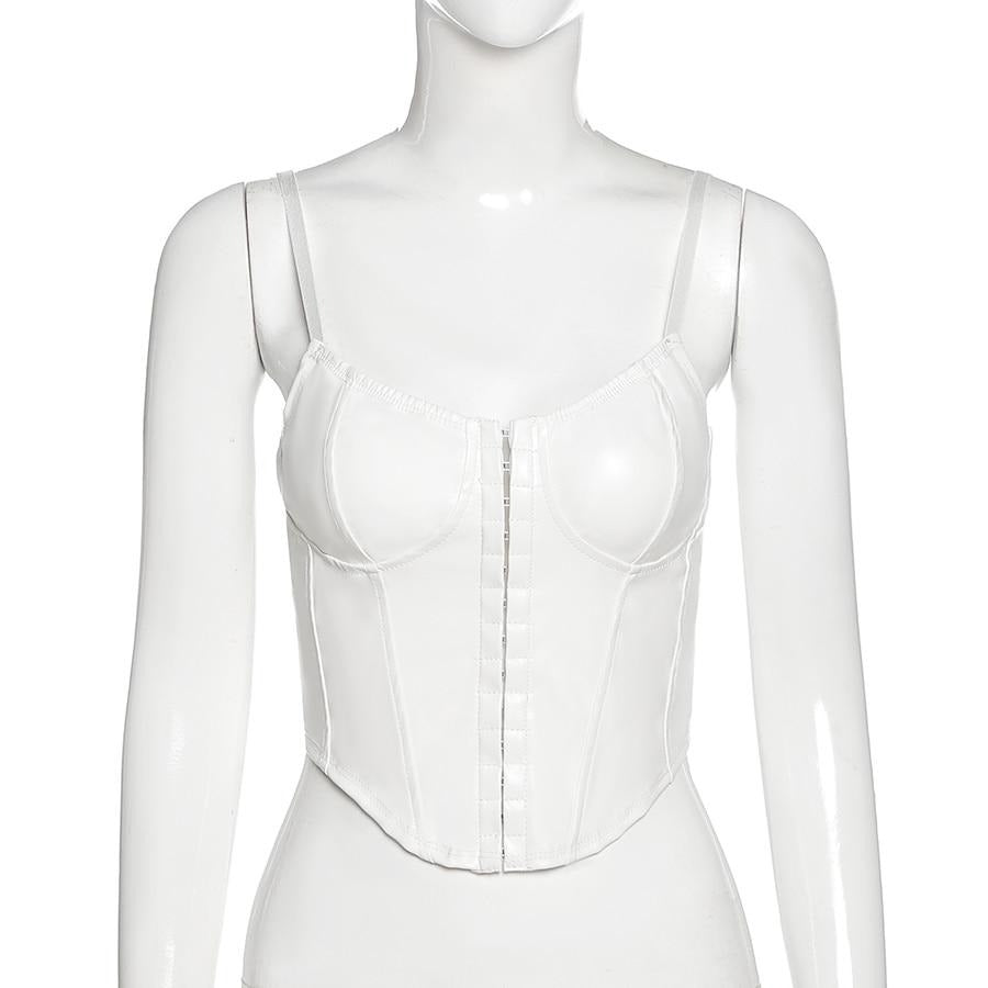 Faux Leather Lace Up Halter Top