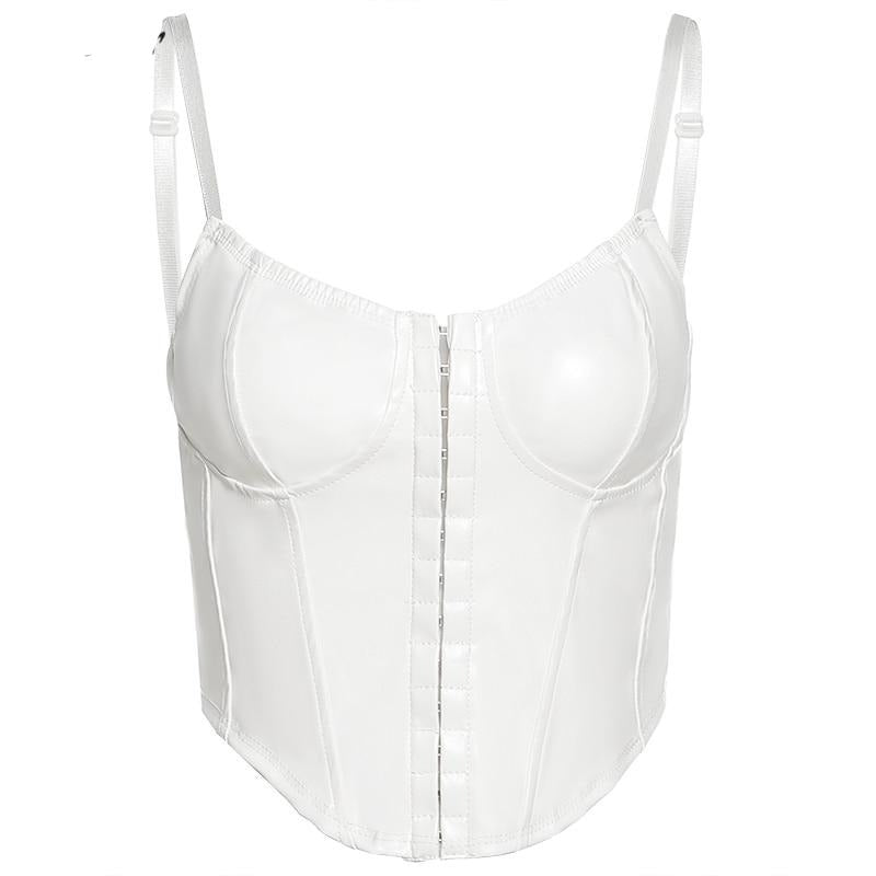 Faux Leather Lace Up Halter Top