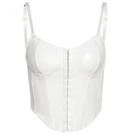 Faux Leather Lace Up Halter Top