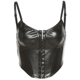 Faux Leather Lace Up Halter Top