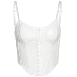 Faux Leather Lace Up Halter Top