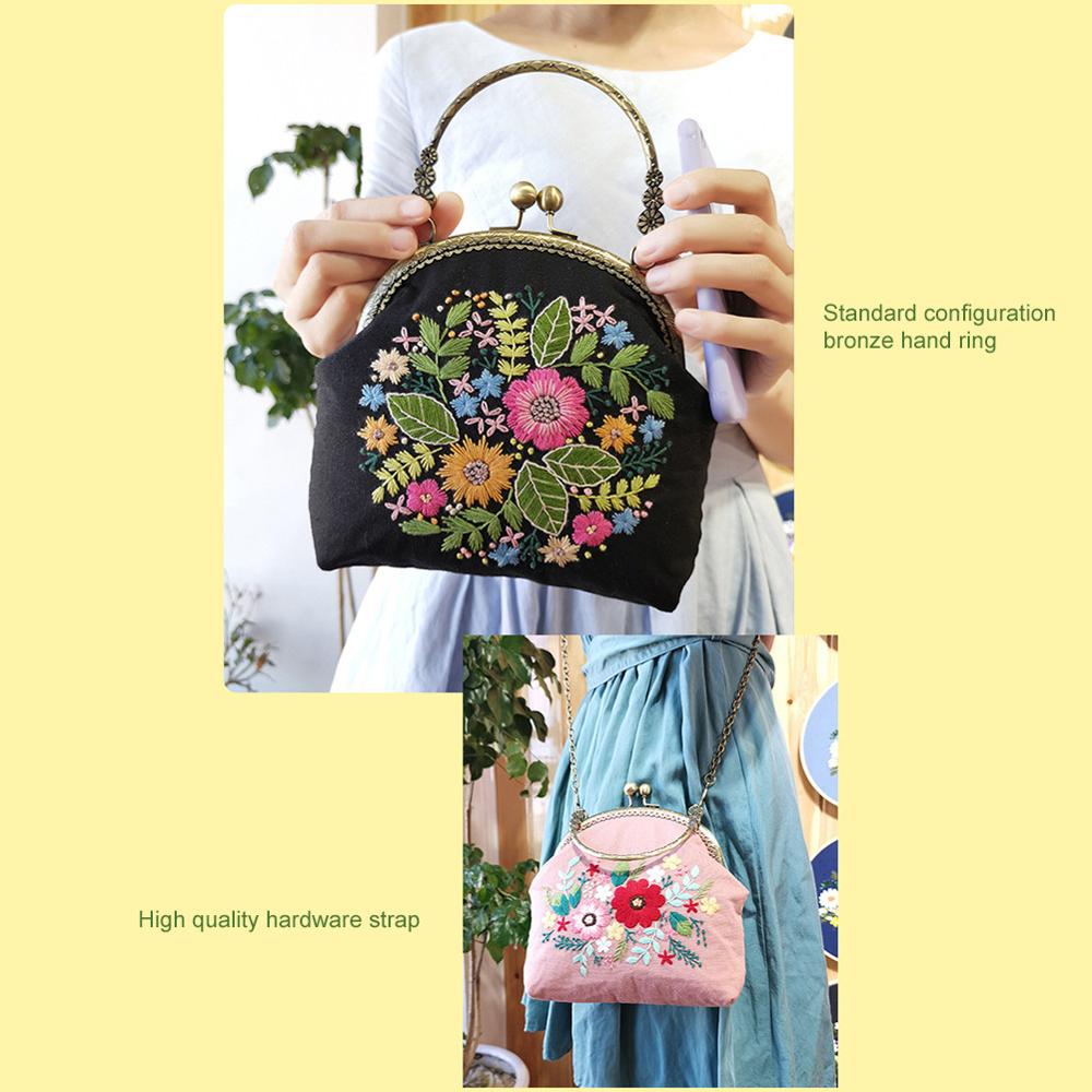 DIY Make Your Own Embroidery Handbag with Handle and Sling Chain