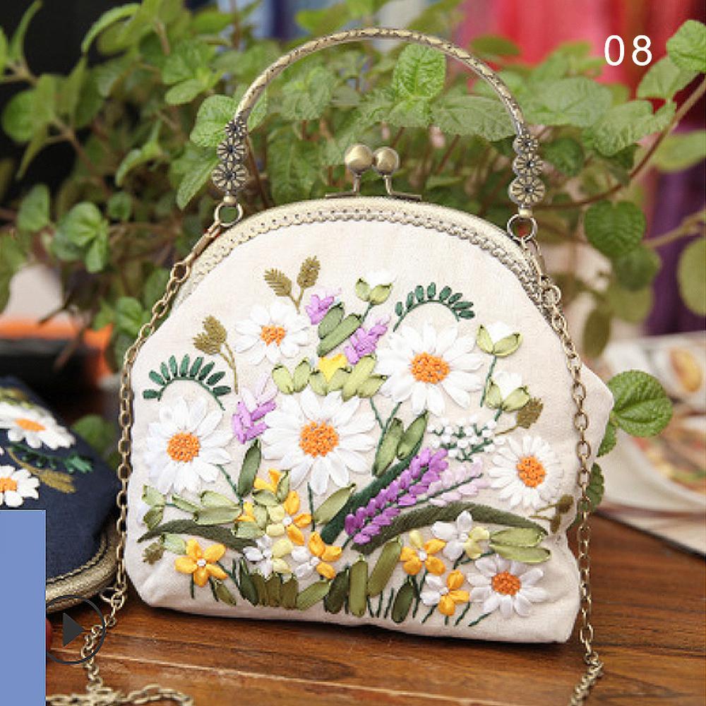 DIY Make Your Own Embroidery Handbag with Handle and Sling Chain
