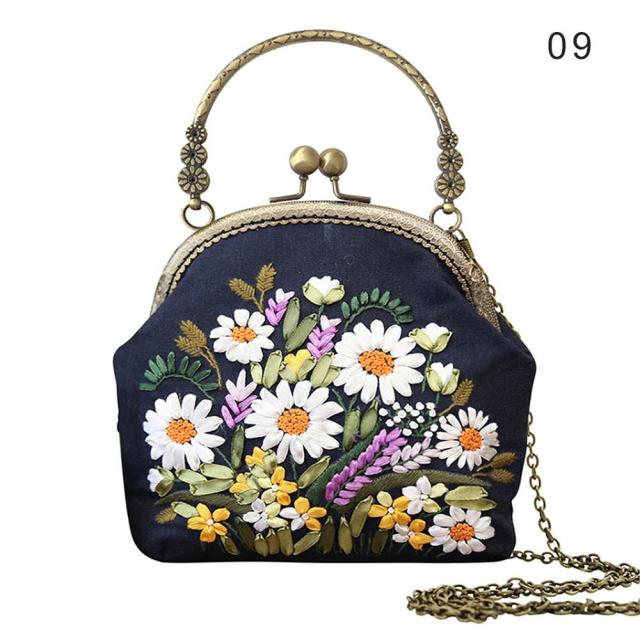 DIY Make Your Own Embroidery Handbag with Handle and Sling Chain