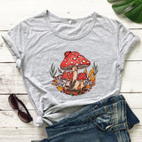 Woodland Red Mushrooms 100% Cotton T-shirt