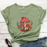 Woodland Red Mushrooms 100% Cotton T-shirt