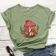 Woodland Red Mushrooms 100% Cotton T-shirt