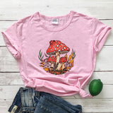 Woodland Red Mushrooms 100% Cotton T-shirt