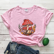 Woodland Red Mushrooms 100% Cotton T-shirt