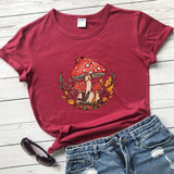 Woodland Red Mushrooms 100% Cotton T-shirt