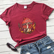 Woodland Red Mushrooms 100% Cotton T-shirt