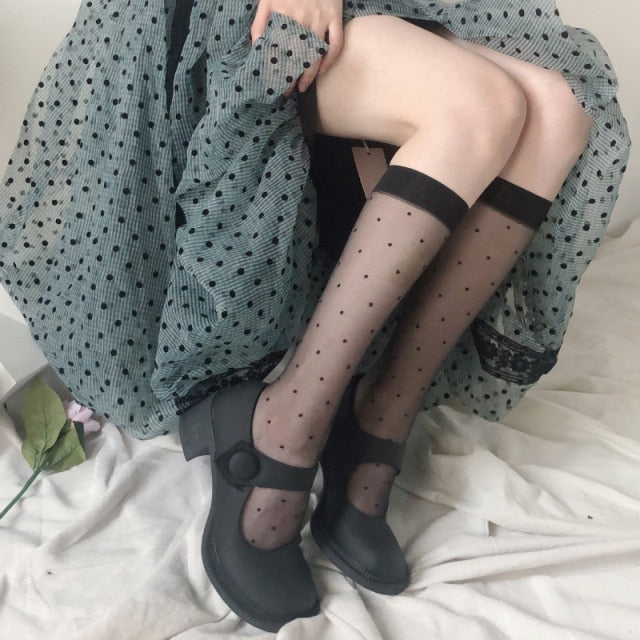 Lolita Bow Fishnet Stockings Thigh High Over Knee Socks