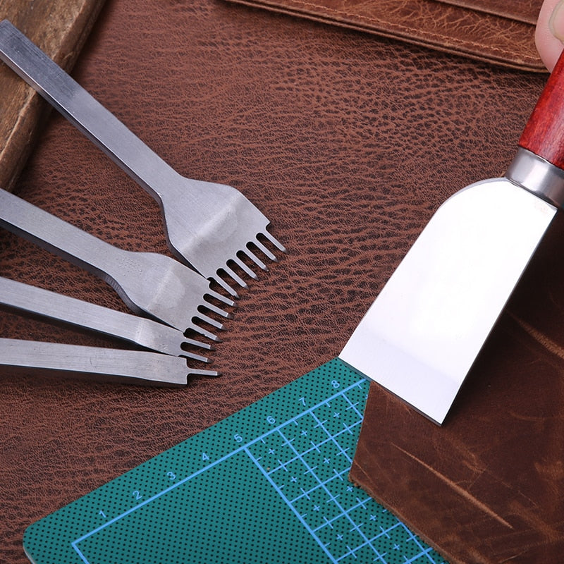 Leather Craft Tools Kit Hand Sewing Stitching Punch Carving Work Saddle Set Accessories DIY Tool Set