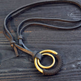 Genuine Leather Mens Adjustable Knot Rope Necklace