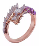 Purple Dragon Ring 18KT Rose Gold Plated