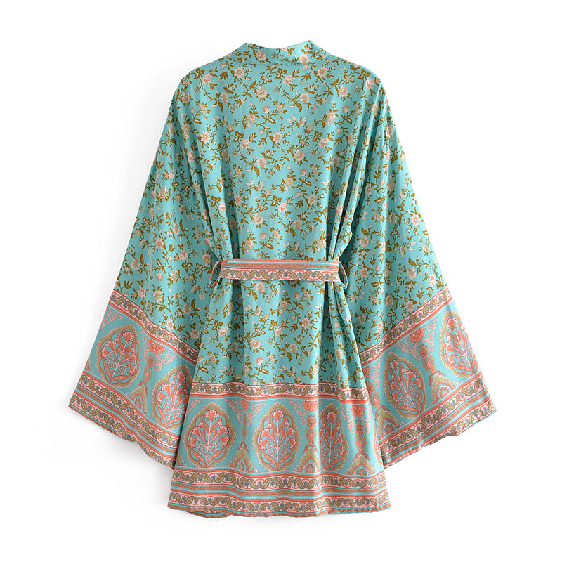 Boho Vintage Batwing Sleeves Short Kimono