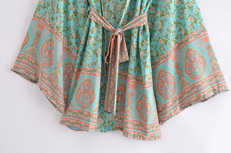 Boho Vintage Batwing Sleeves Short Kimono