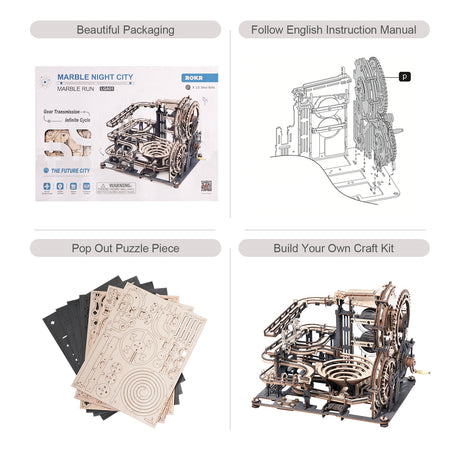 Marble Night City DIY Wooden Model Kits Assembly Toy