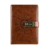 Sailor Sam's Secret Travel Journal Faux Leather Notebook with Passcode Lock