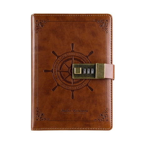 Sailor Sam's Secret Travel Journal Faux Leather Notebook with Passcode Lock