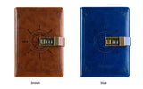 Sailor Sam's Secret Travel Journal Faux Leather Notebook with Passcode Lock