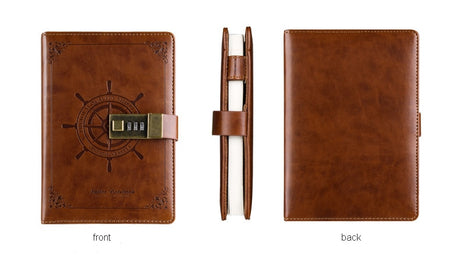 Sailor Sam's Secret Travel Journal Faux Leather Notebook with Passcode Lock
