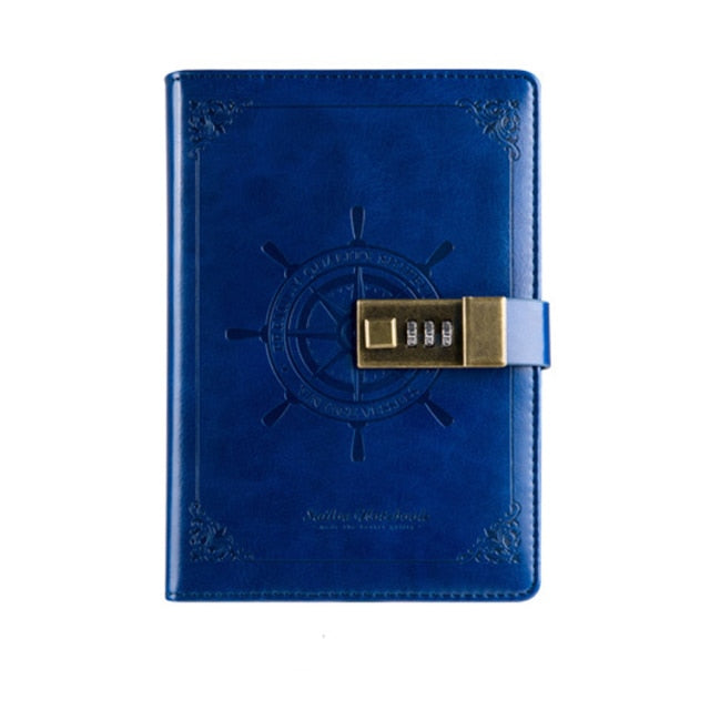 Sailor Sam's Secret Travel Journal Faux Leather Notebook with Passcode Lock
