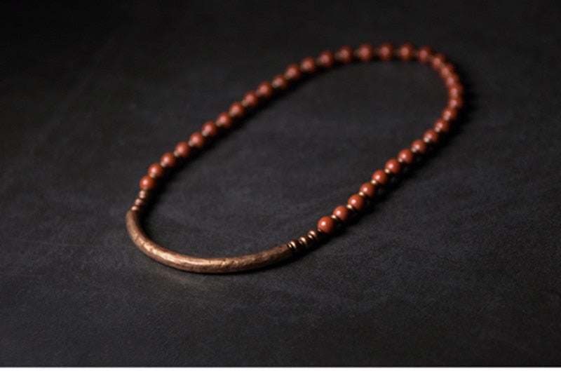 Multi Layer Copper African Grass Jade or Red Jasper Handcrafted Unisex Bracelet
