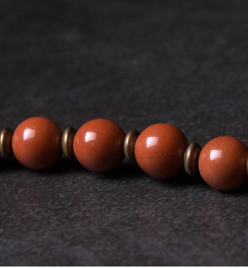 Multi Layer Copper African Grass Jade or Red Jasper Handcrafted Unisex Bracelet