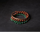 Multi Layer Copper African Grass Jade or Red Jasper Handcrafted Unisex Bracelet