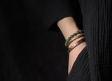 Multi Layer Copper African Grass Jade or Red Jasper Handcrafted Unisex Bracelet