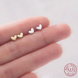 Teeny Tiny Love Heart Stud Earrings 925 Sterling Silver