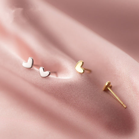 Teeny Tiny Love Heart Stud Earrings 925 Sterling Silver