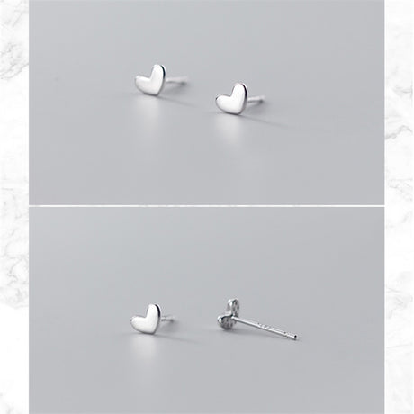 Teeny Tiny Love Heart Stud Earrings 925 Sterling Silver