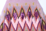 Purple Sequin Embroidered Turtleneck Sweater