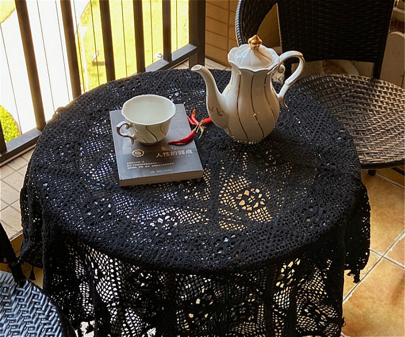Handmade Crochet Lace Square Cotton Tablecloth