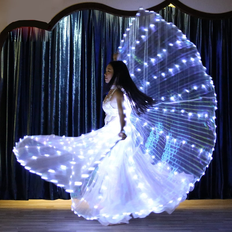 LED Isis Wings Belly Dance Performance Accessory With Sticks and Bag