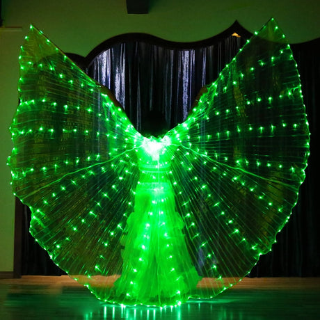 LED Isis Wings Belly Dance Performance Accessory With Sticks and Bag