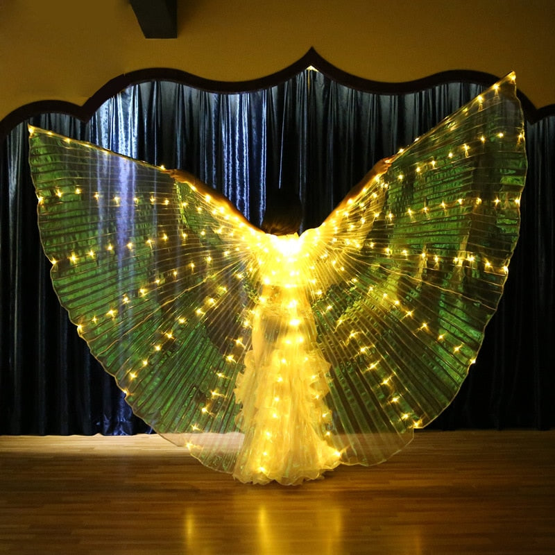 LED Isis Wings Belly Dance Performance Accessory With Sticks and Bag
