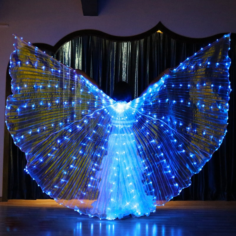 LED Isis Wings Belly Dance Performance Accessory With Sticks and Bag