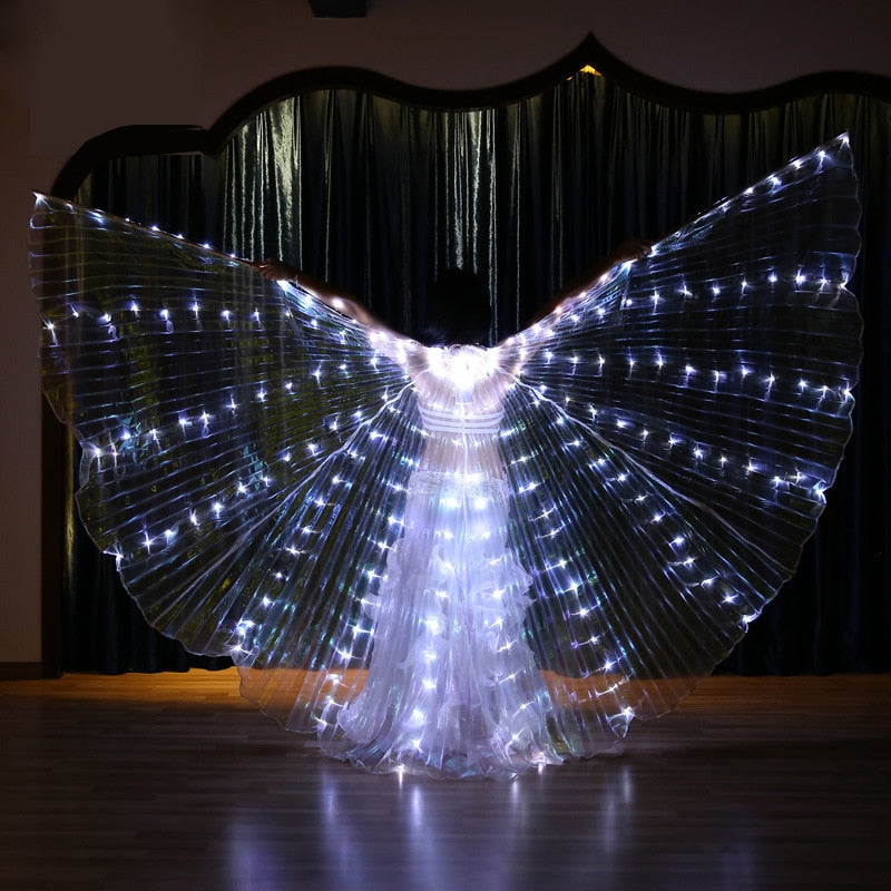 LED Isis Wings Belly Dance Performance Accessory With Sticks and Bag