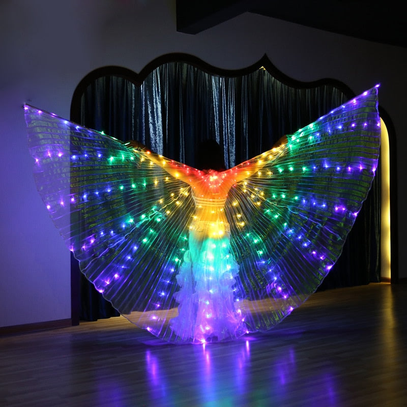 LED Isis Wings Belly Dance Performance Accessory With Sticks and Bag