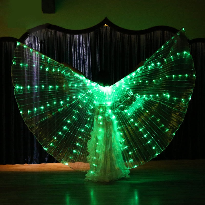 LED Isis Wings Belly Dance Performance Accessory With Sticks and Bag