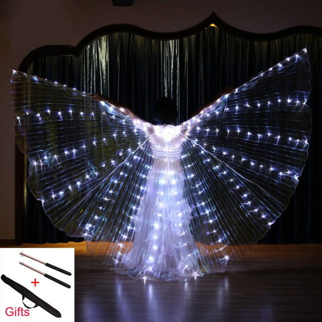 LED Isis Wings Belly Dance Performance Accessory With Sticks and Bag