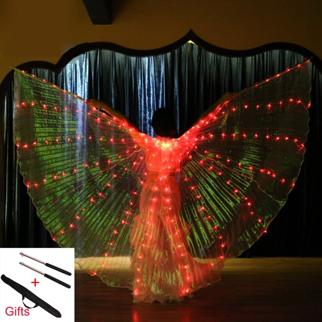 LED Isis Wings Belly Dance Performance Accessory With Sticks and Bag